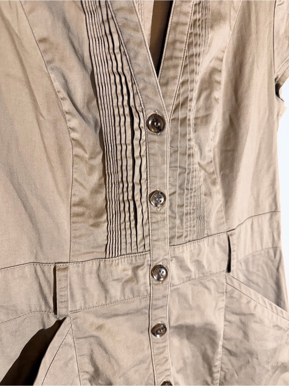 90s H&M Khaki Button-Front Mini Dress - Picture 4 of 14